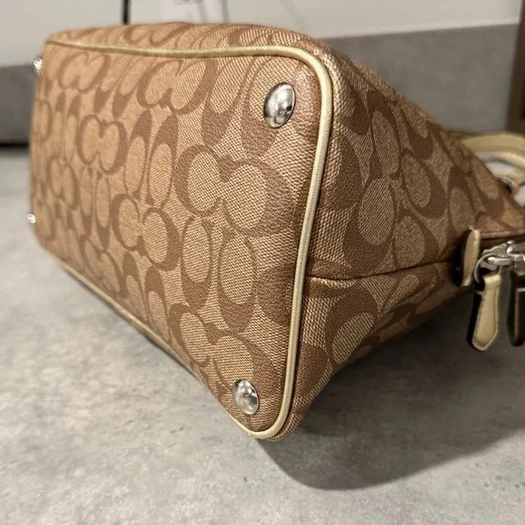 Coach Peyton Signature Cora Domed Satchel Handbag 24606 Gold/Brown! GUC!! - Picture 6 of 12